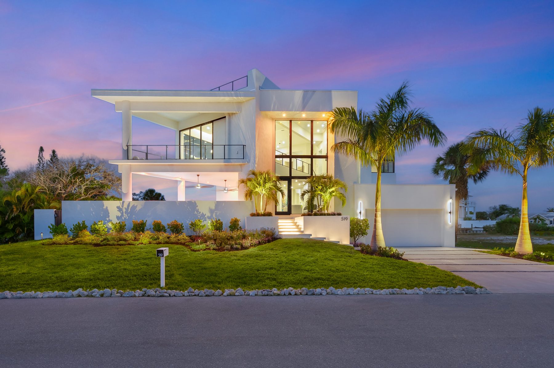 Street elevation at dusk