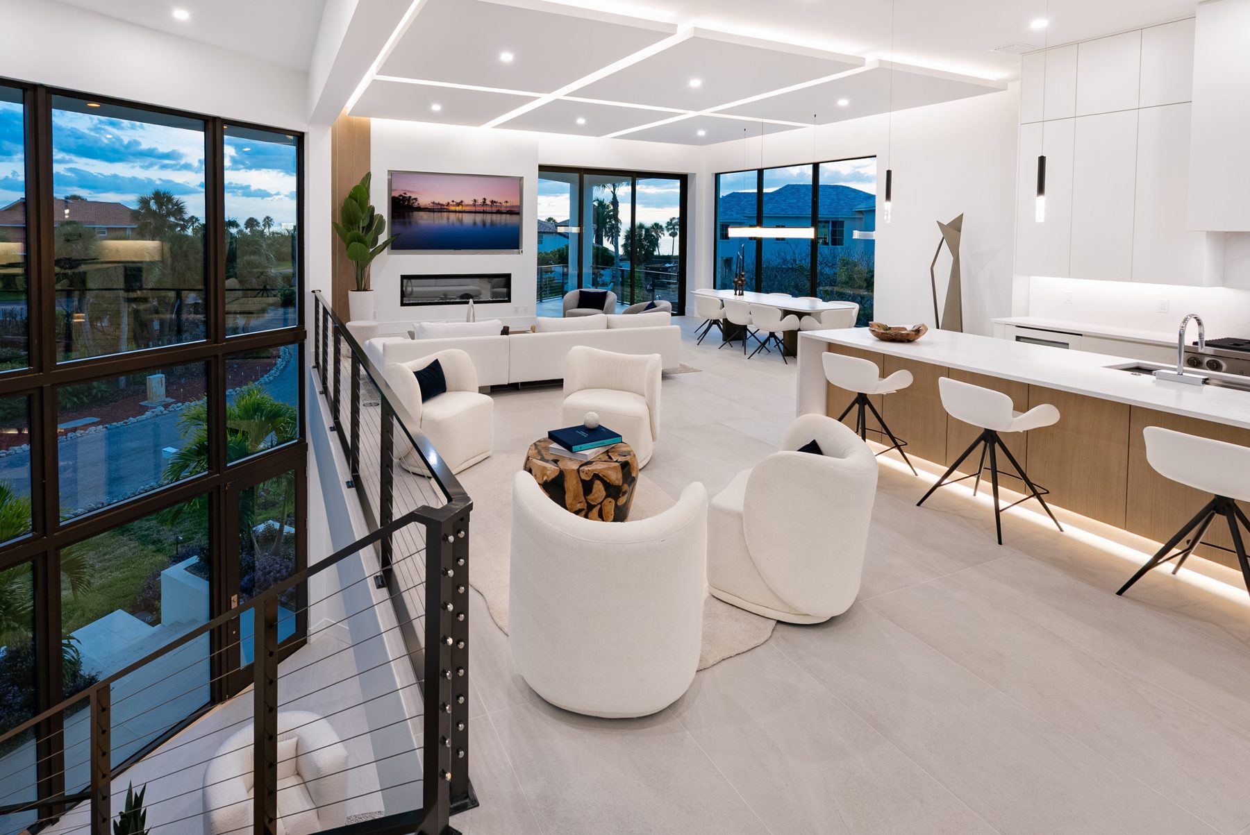 Great room overlooking the atrium